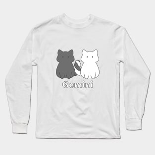 Gemini Cat Zodiac Sign with Text Long Sleeve T-Shirt